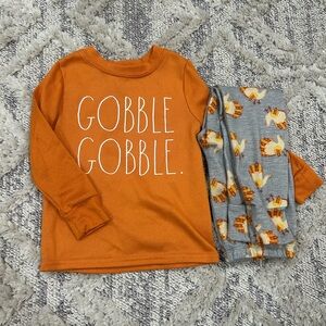 Rae Dunn Toddler Thanksgiving 2 Piece Pajama Set Size 4T Gobble Gobble